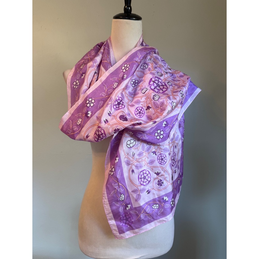 Mulberry Silk Purple Floral Rectangular Scarf Silk Wrap dainty boho whimsigoth f